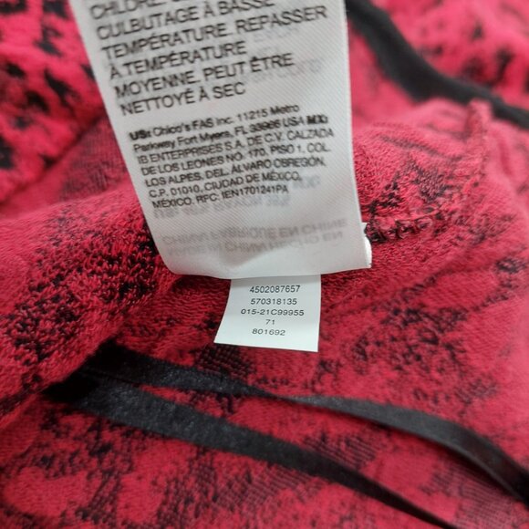 Chico's Womens Sweater Size 1 Medium Wild Poppy Animal Print Red Black - Picture 5 of 8